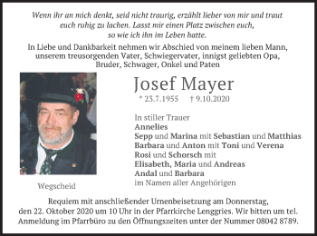Traueranzeige von Josef Mayer von merkurtz
