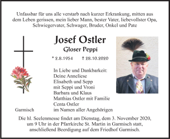 Traueranzeige von Josef Ostler von merkurtz