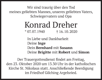 Traueranzeige von Konrad Dreher