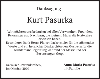 Traueranzeige von Kurt Pasurka von merkurtz