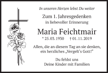 Traueranzeige von Maria Feichtmair von merkurtz