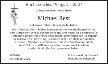 Traueranzeige von Michael Rest von merkurtz