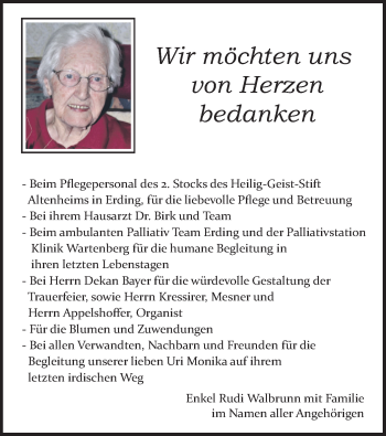 Traueranzeige von Monika  von merkurtz