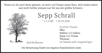 Traueranzeige von Sepp Schrall von merkurtz