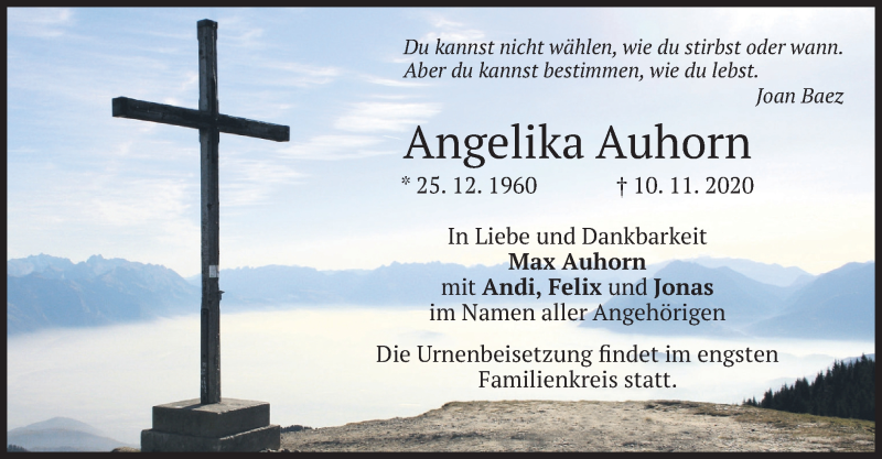  Traueranzeige für Angelika Auhorn vom 14.11.2020 aus merkurtz