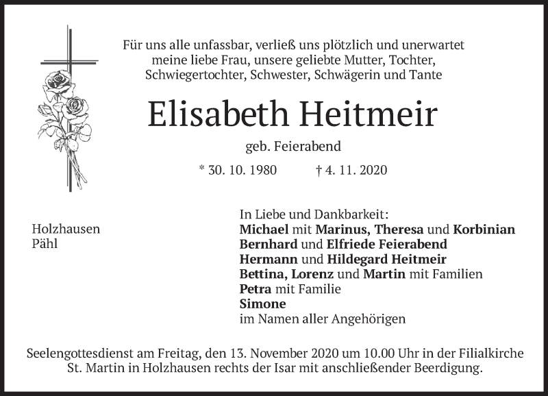  Traueranzeige für Elisabeth Heitmeir vom 11.11.2020 aus merkurtz