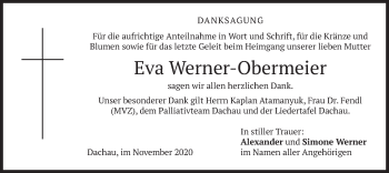 Traueranzeige von Eva Werner-Obermeier