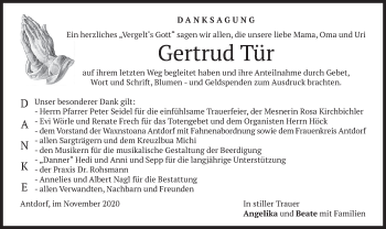 Traueranzeige von Gertrud Tür von merkurtz