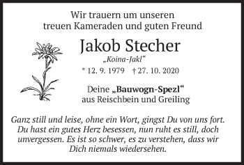 Traueranzeige von Jakob Stecher von merkurtz