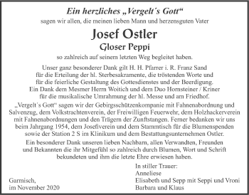Traueranzeige von Josef Ostler von merkurtz