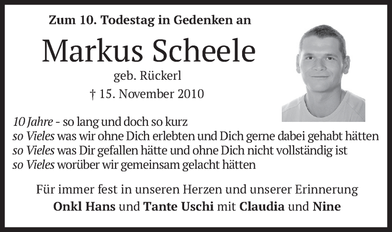  Traueranzeige für Markus Scheele vom 14.11.2020 aus merkurtz