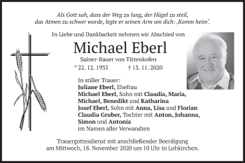 Traueranzeige von Michael Eberl von merkurtz