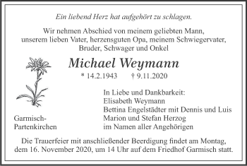 Traueranzeige von Michael Weymann von merkurtz