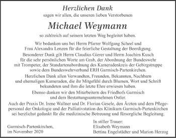 Traueranzeige von Michael Weymann von merkurtz