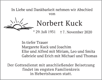 Traueranzeige von Norbert Kuck