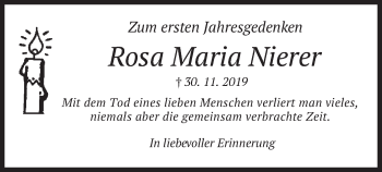 Traueranzeige von Rosa Maria Nierer von merkurtz