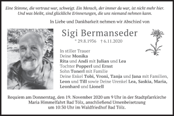 Traueranzeige von Sigi Bermanseder von merkurtz
