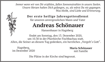 Traueranzeige von Andreas Schönauer von merkurtz