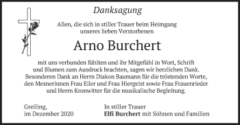Traueranzeige von Arno Burchert von merkurtz