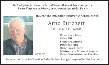 Traueranzeige von Arno Burchert von merkurtz