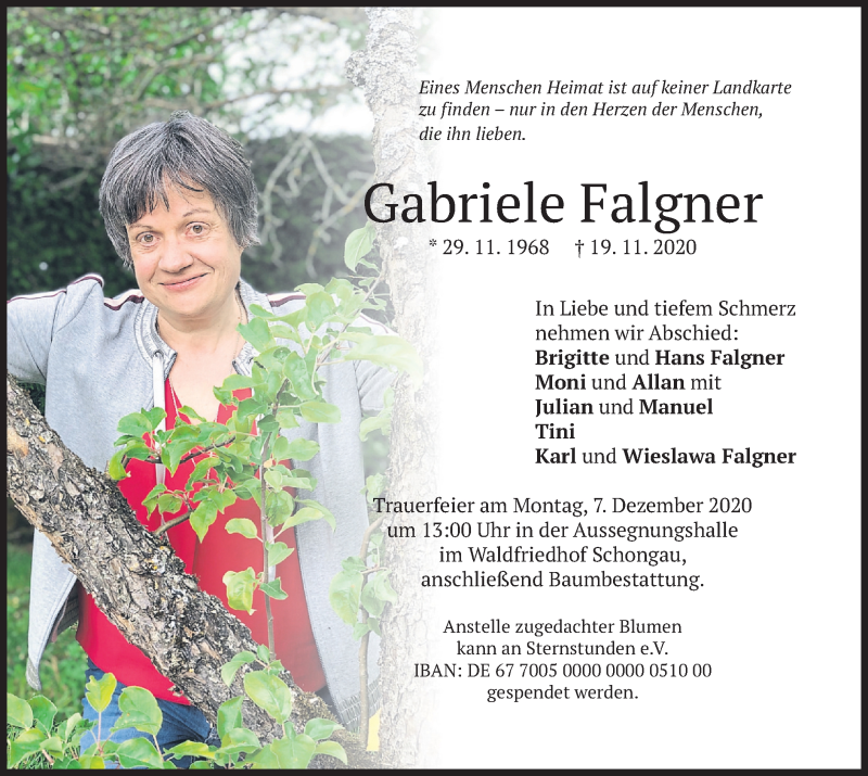  Traueranzeige für Gabriele Falgner vom 04.12.2020 aus merkurtz