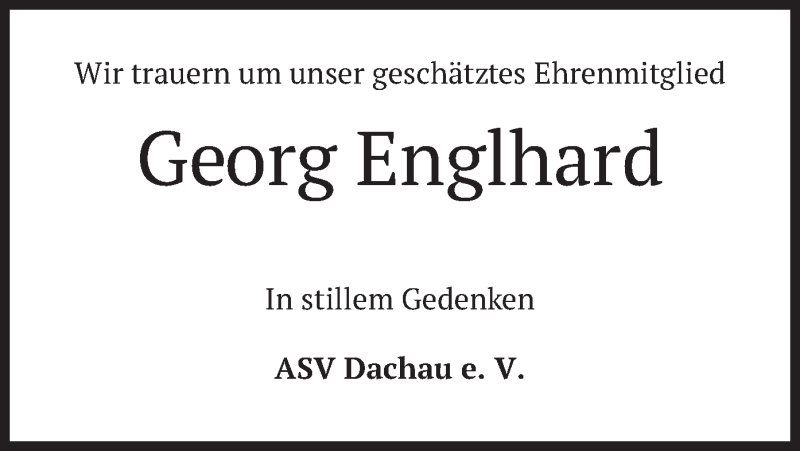  Traueranzeige für Georg Englhard vom 23.12.2020 aus merkurtz
