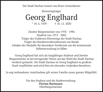 Traueranzeige von Georg Englhard
