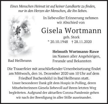 Traueranzeige von Gisela Wortmann von merkurtz