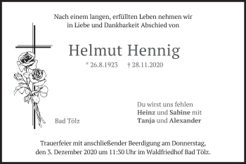 Traueranzeige von Helmut Hennig von merkurtz
