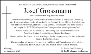 Traueranzeige von Josef Grossmann von merkurtz