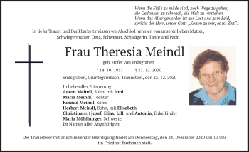 Traueranzeige von Theresia Meindl von merkurtz