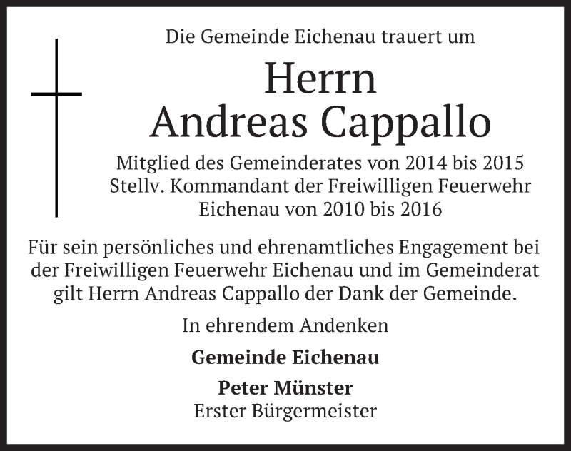  Traueranzeige für Andreas Cappallo vom 12.02.2020 aus merkurtz