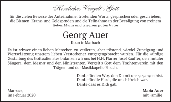 Traueranzeige von Georg Auer von merkurtz