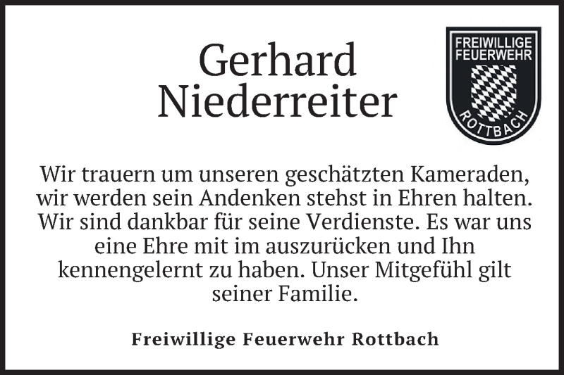  Traueranzeige für Gerhard Niederreiter vom 18.02.2020 aus merkurtz