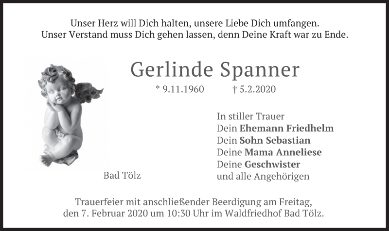  Traueranzeige für Gerlinde Spanner vom 06.02.2020 aus merkurtz