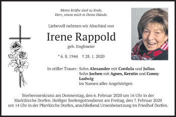 Traueranzeige von Irene Rappold von merkurtz