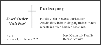 Traueranzeige von Josef Ostler von merkurtz