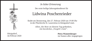 Traueranzeige von Lidwina Poschenrieder von merkurtz