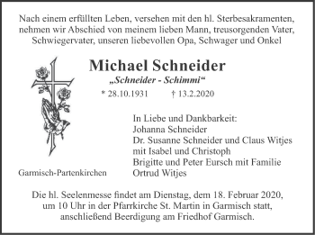 Traueranzeige von Michael Schneider von merkurtz