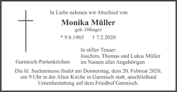 Traueranzeige von Monika Müller von merkurtz