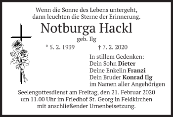 Traueranzeige von Notburga Hackl von merkurtz