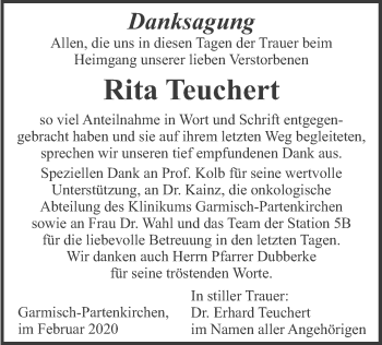 Traueranzeige von Rita Teuchert von merkurtz
