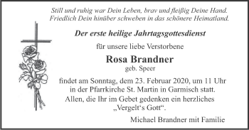 Traueranzeige von Rosa Brandner von merkurtz