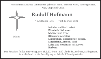 Traueranzeige von Rudolf Hofmann