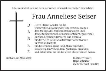 Traueranzeige von Anneliese Seiser von merkurtz