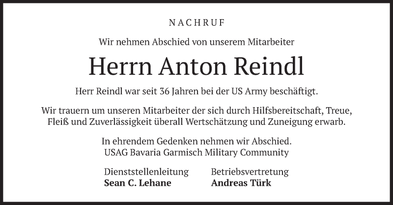  Traueranzeige für Anton Reindl vom 04.03.2020 aus merkurtz