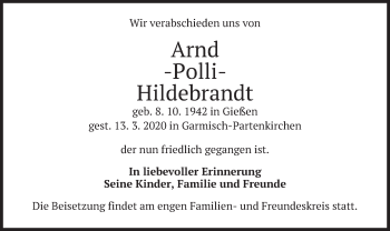 Traueranzeige von Arnd Hildebrandt von merkurtz
