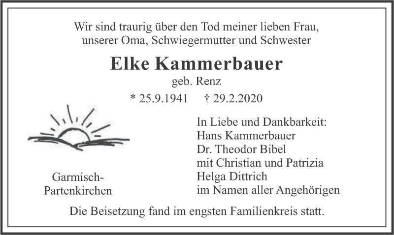  Traueranzeige für Elke Kammerbauer vom 12.03.2020 aus merkurtz