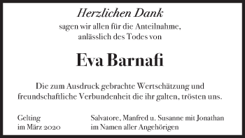Traueranzeige von Eva Barnafi von merkurtz