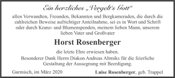 Traueranzeige von Horst Rosenberger von merkurtz